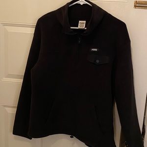 PINK black fleece half zip